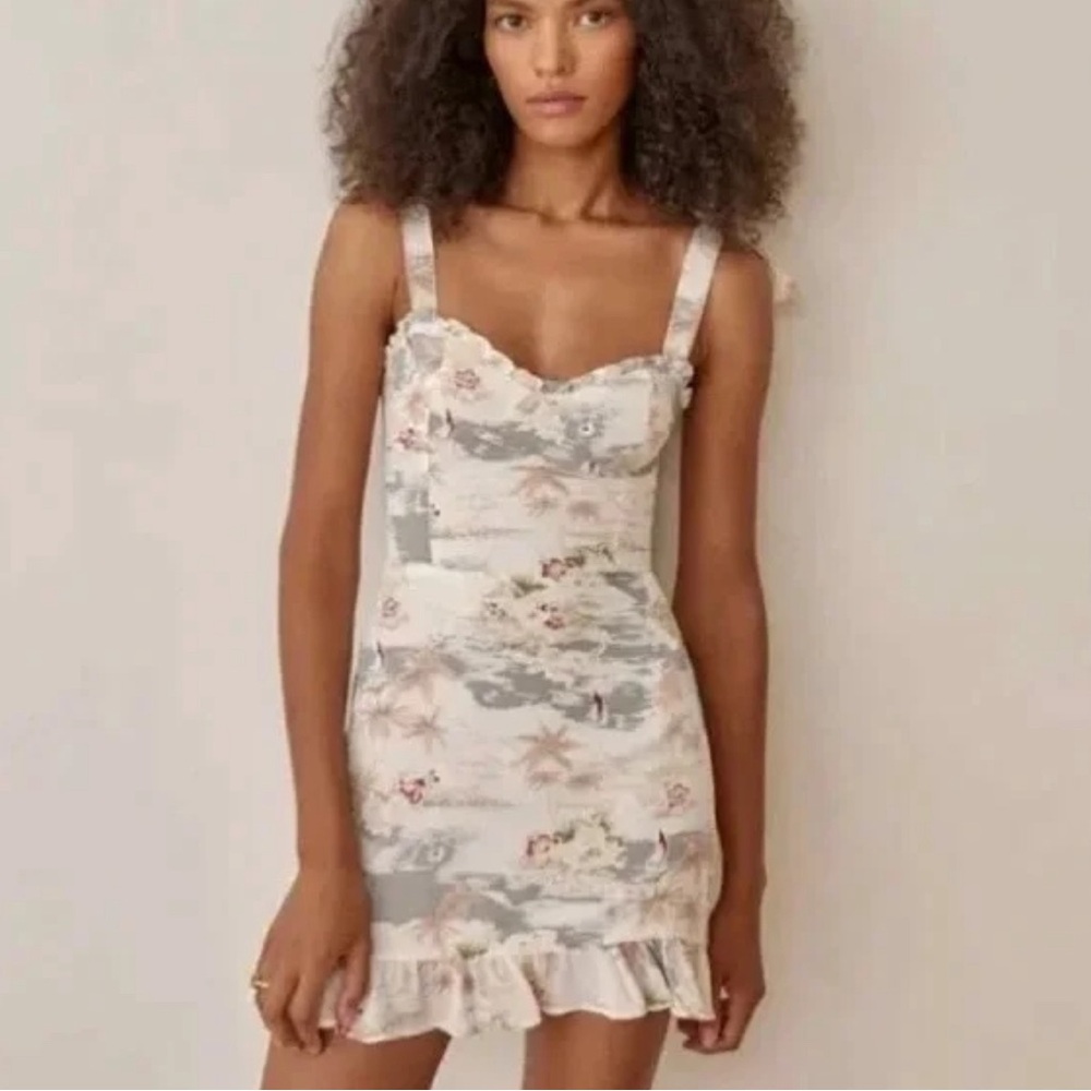 Reformation Christine Mini Dress in Long Beach Print Size 10